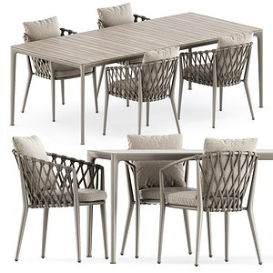 Erica outdoor chair and Mirto Outdoor table 3D
