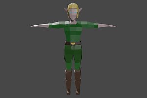 Low Poly Fantasy Elve Rigged Humanoid Character