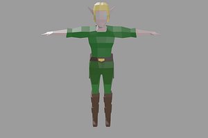 Low Poly Fantasy Elve Rigged Humanoid Character 3D