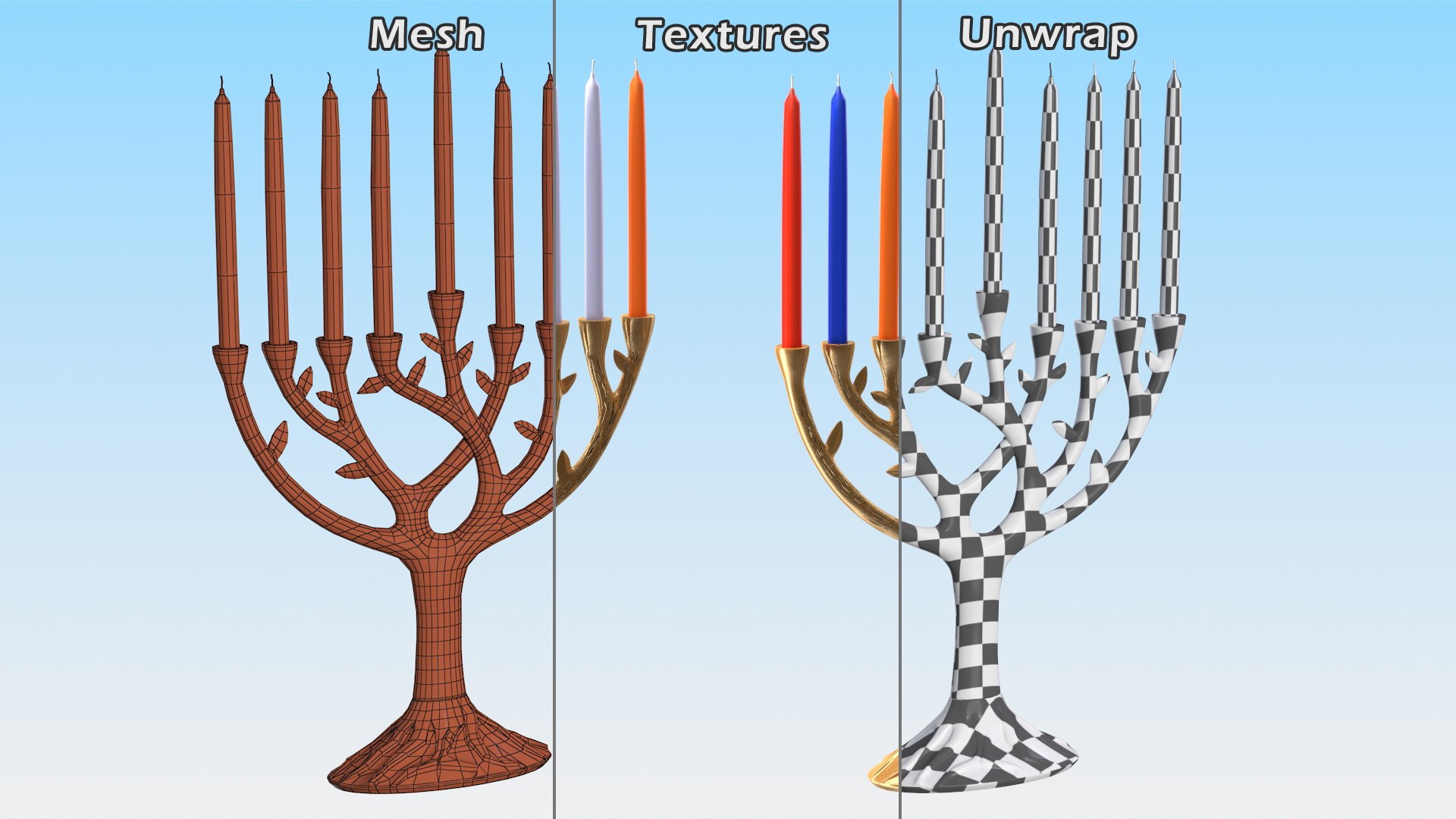 Hanukkah Menorah Gold Candelabrum with Candles 3D https://p.turbosquid.com/ts-thumb/kh/mlxwRs/RM/hanukkahmenorahgoldcandelabrumwithcandlesmb3dmodel017/jpg/1642003357/1920x1080/fit_q87/b7e9481f60b8cd5701329e1b9872fa1c948cad48/hanukkahmenorahgoldcandelabrumwithcandlesmb3dmodel017.jpg