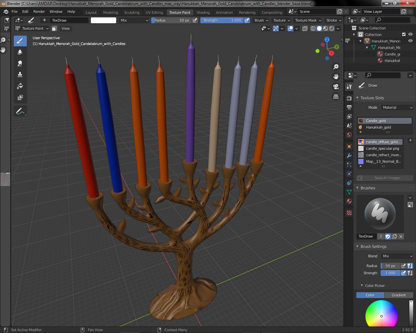 Hanukkah Menorah Gold Candelabrum with Candles 3D https://p.turbosquid.com/ts-thumb/kh/mlxwRs/p6/hanukkahmenorahgoldcandelabrumwithcandlesmb3dmodel023/jpg/1642003376/1920x1080/fit_q87/4ab846ce45048a82de326821e42f983be8731895/hanukkahmenorahgoldcandelabrumwithcandlesmb3dmodel023.jpg