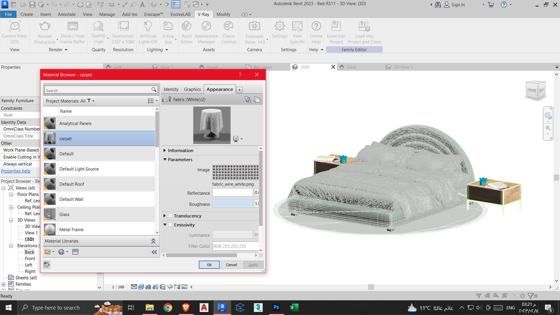 3D Model Double Bed R511 Revit Family - TurboSquid 2028140