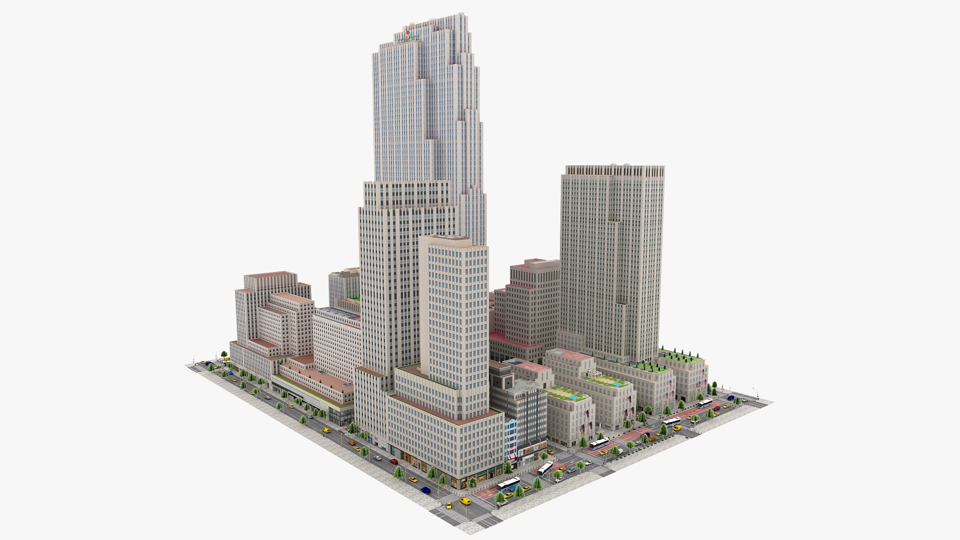 洛克菲勒中心建筑群3d模型