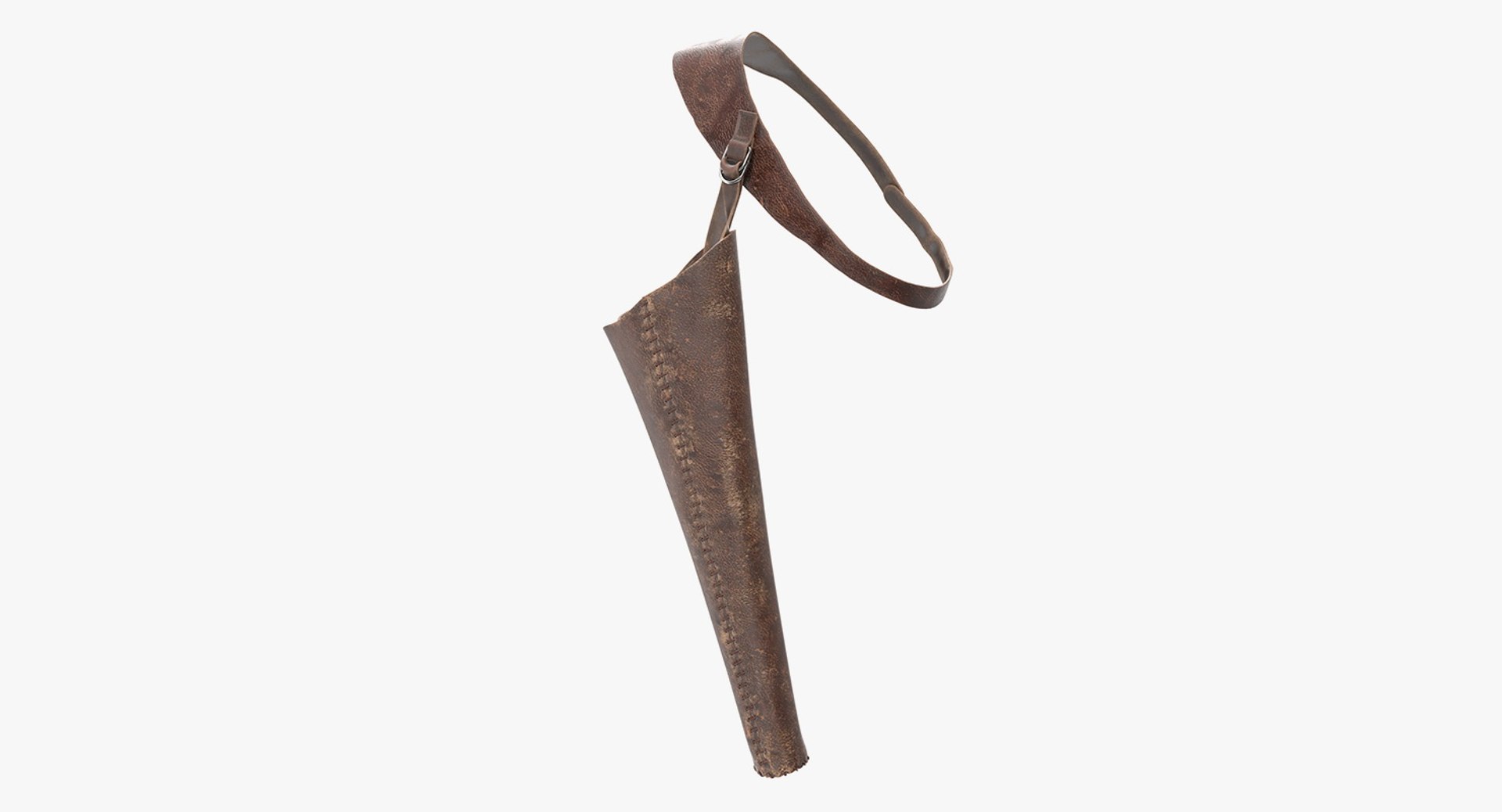Leather Archery Back Quiver Empty 3D model preview