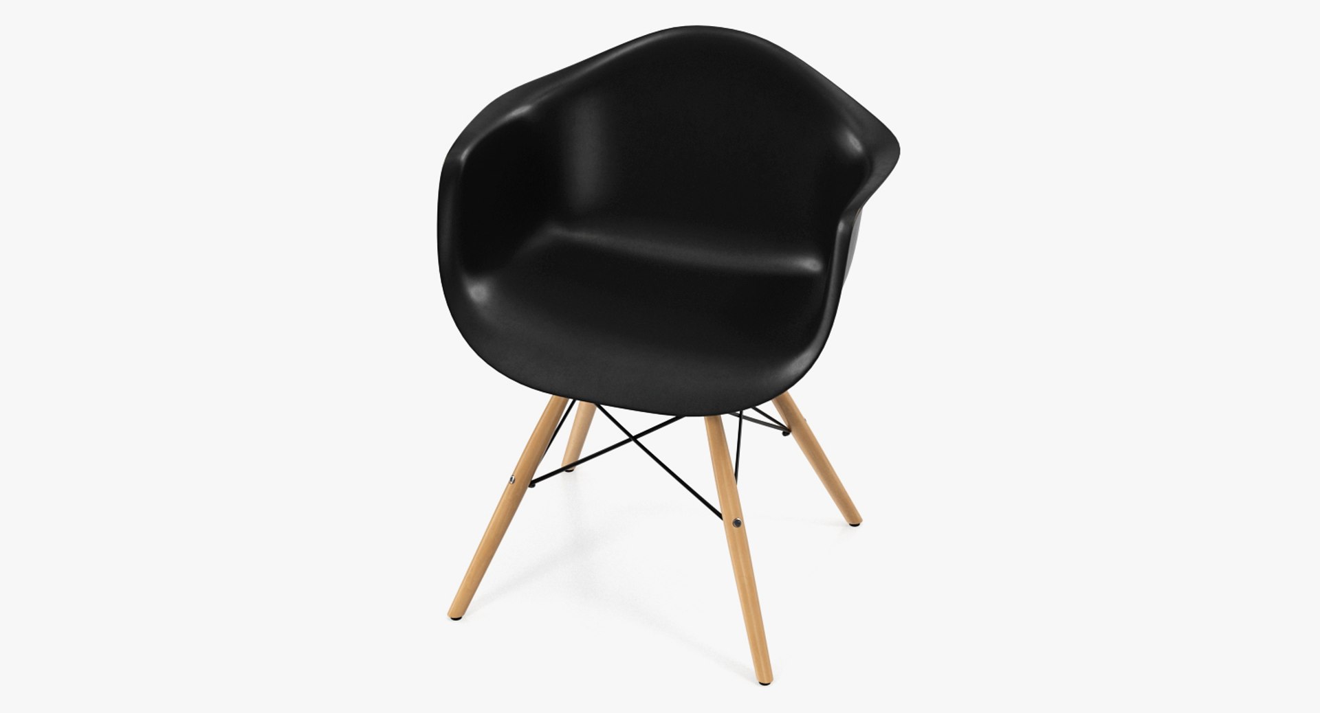 Pascal Black Plastic Modern Shell Chair 3D model preview