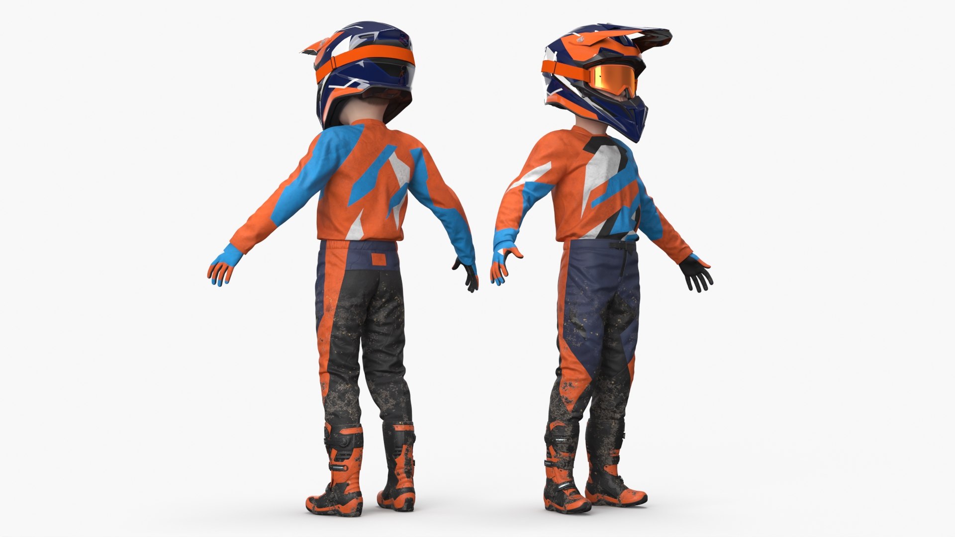 Mini Cross Child Rider Muddy Orange 3D model preview