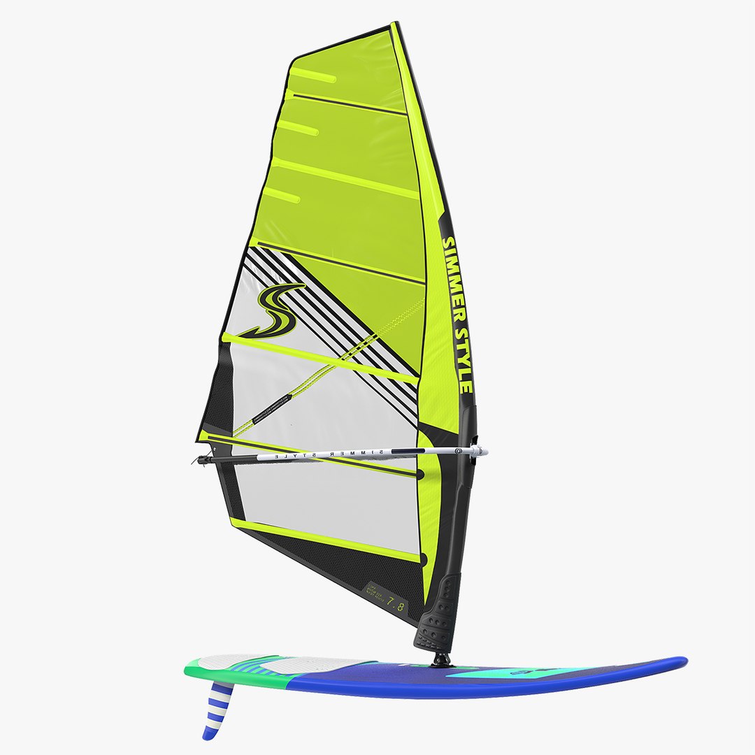 Windsurf Board And Sail 3D model preview