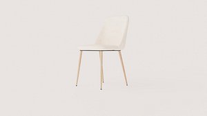Modern Cream Upholstered Dining Chair with Light Wood Legs
