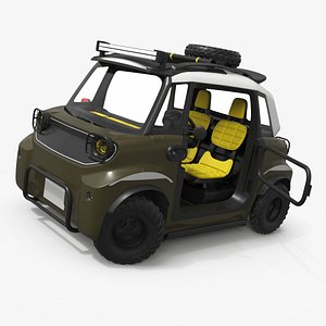 Urban Safari Mini Electric Vehicle Khaki Rigged for Cinema 4D