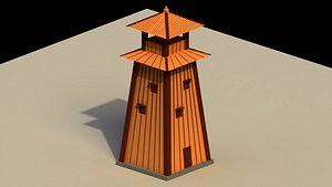 3D Low Poly Japanese Tower model