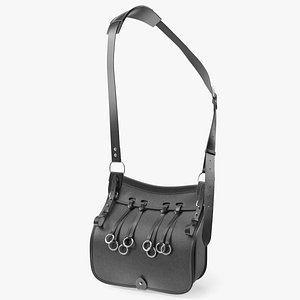 3D Black Leather Hunting Shoulder Bag