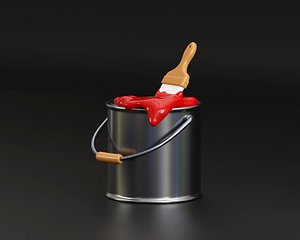 Paint in bucket with brush