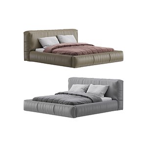 Icnoyotl suede fabric rectangular headboard modern bed I 3D