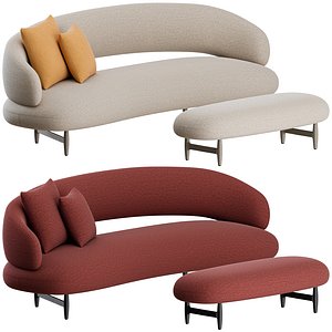 Muse Sofa and Footstool by Artifort 3D model