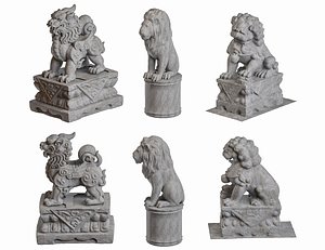 Stone Lion Sculpture Lion Statue 3D