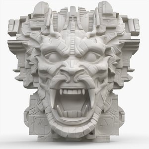 3D model Aztec Stone Head 12