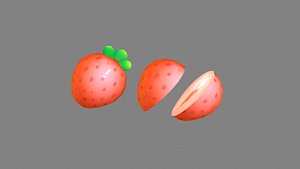 Cartoon strawberry and slice model