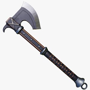 Battle Axe 14 Blue Handle All PBR Unity UE Textures