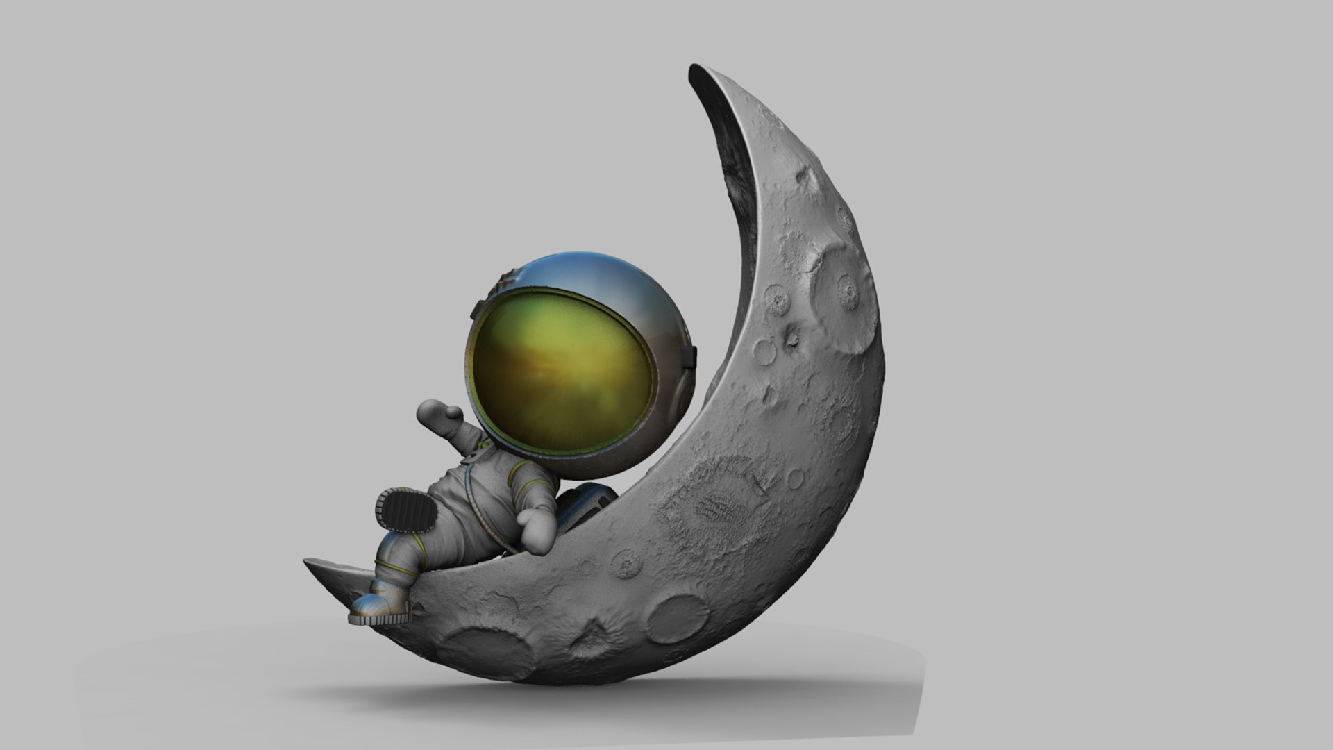 3D Chibi Spaceman Half Moon - TurboSquid 1626060