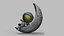 CUTE CHIBI SPACEMAN ON HALF MOON 3D PRINT MODEL