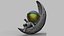CUTE CHIBI SPACEMAN ON HALF MOON 3D PRINT MODEL