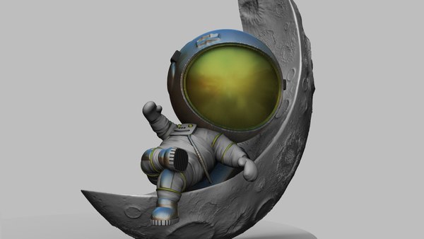 3D chibi spaceman half moon - TurboSquid 1626060