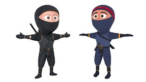 stylized ninja warrior character 3D model