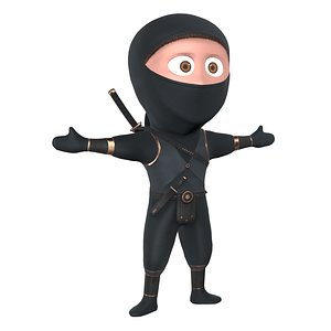stylized ninja warrior character 3D model