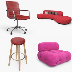 Red Seating Collection 3D model