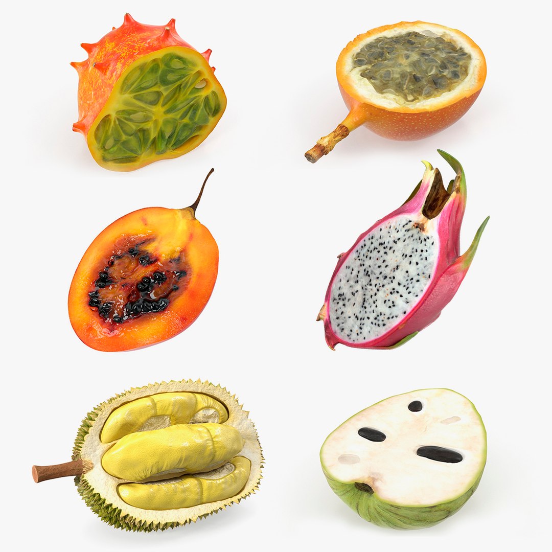 Cutted Exotic Fruits Collection 2 3D model preview