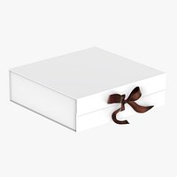 White Luxury Gift Box Magnetic box with Satin Ribbon 3D Model
