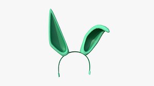 Furry Ears Tiara G07 Green - Headband Character Design 3D model