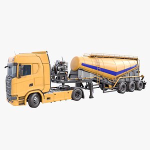 Truck 06 Chassis Cement Trailer Yellow All PBR Unity UE Textures 3D
