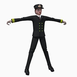 3D WW2 british royal navy officer model