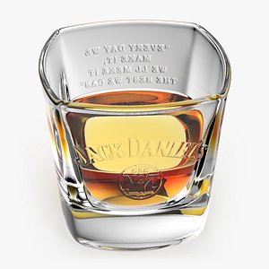 3D Jack Daniels Rocks Glass With Whiskey