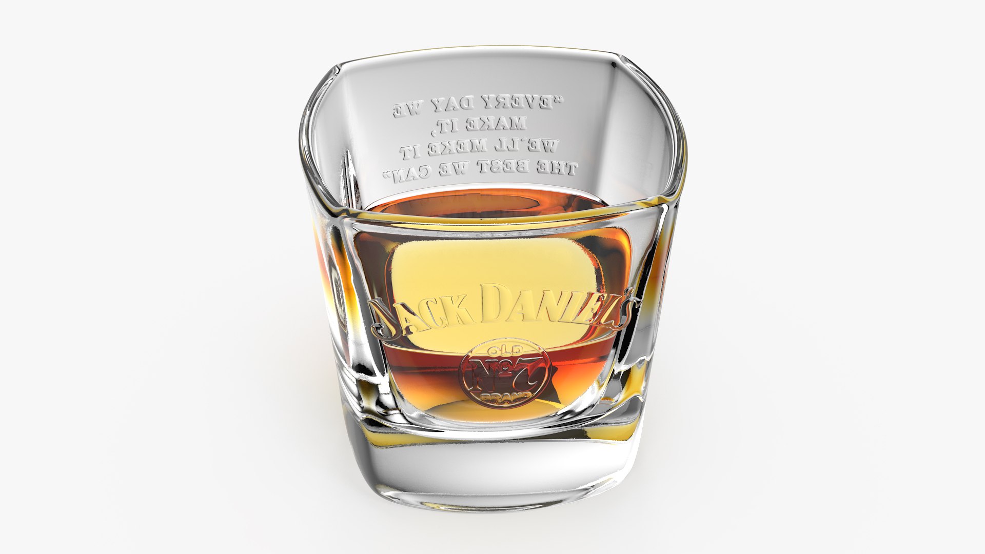Jack Daniels Rocks Glass With Whiskey 3D model preview