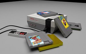 Nintendo with cartridge 3D