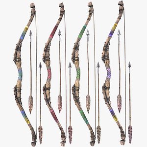 Medieval Wooden Bow Weapon Set model