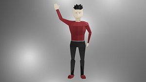 Lowpoly human man animated rigged