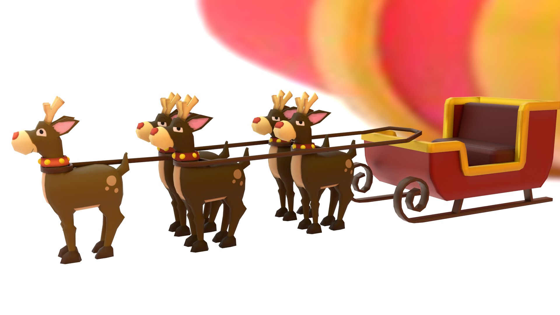 3D Doodle Christmas Sleigh Deer 82 Curtains Drapes main image 1