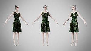 Dress 36 Emerald Whisper Velvet 3D model