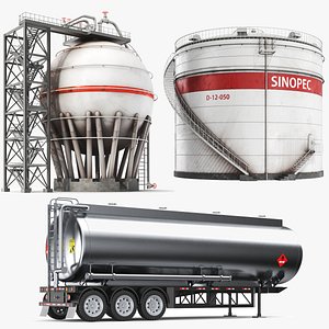 Three Detailed Industrial Gas Tanks