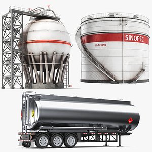 Three Detailed Industrial Gas Tanks