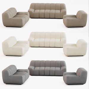 Sofa Set in 3 Colors - Game Ready Low Poly 3D model