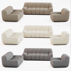 Sofa Set in 3 Colors - Game Ready Low Poly