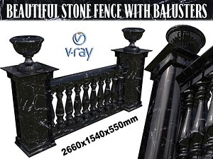 dark marble fence balasins 3D model
