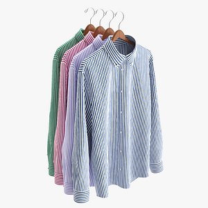 3D model Clothing Long Sleeve Formal Shirts Men on Hanger 1