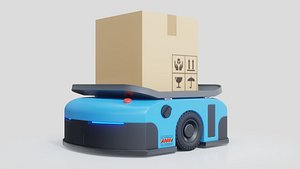 3D Warehouse Robot Automated Guided Vehicles Box