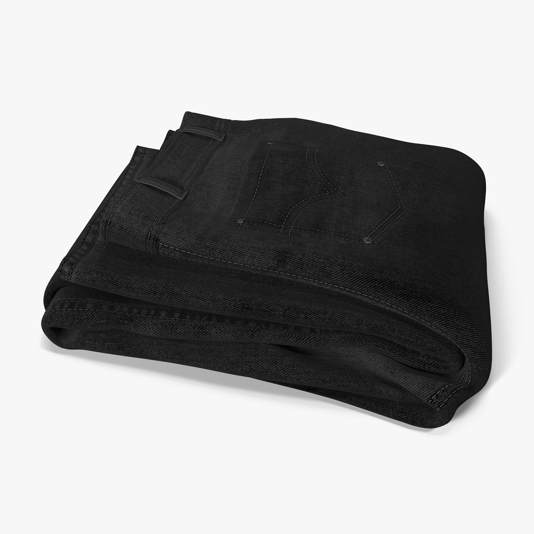 Jeans Folded Black 3D model preview