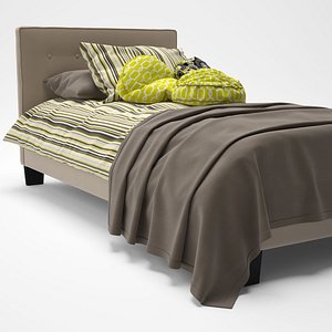 Caitlin Twin Fabric Bed Frame in Beige